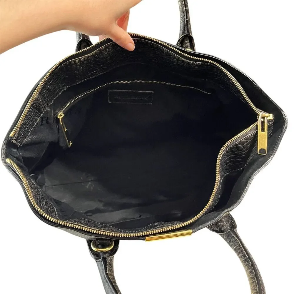 Burberry Leather Purse Calf Grain Satchel Bag Gold Metallic Animal Ombre Tote